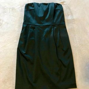 Dark Green Express Strapless Satin Dress